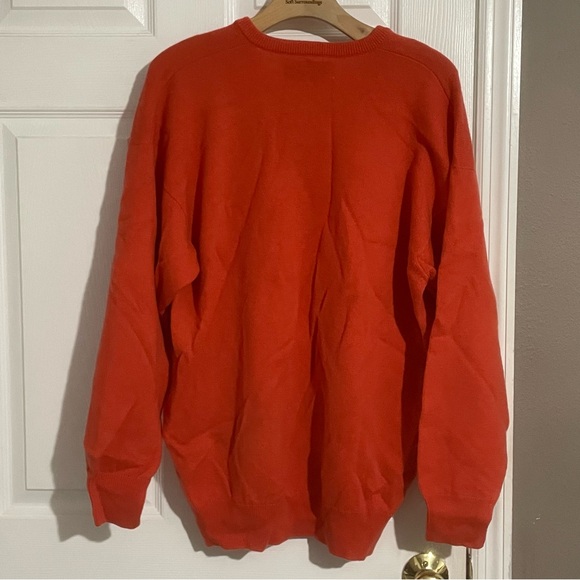 Pringle Sweater XL Orange 100% Wool Pullover Embroidered Logo Made In Scotland - Picture 4 of 6
